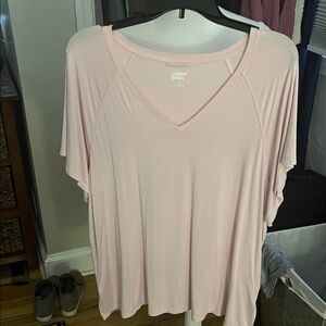 Lands' End Pale Pink V-Neck Short Sleeve Tee